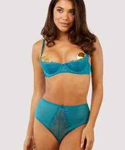 Playful Promises Knickers Marsha Teal Embroidery High Waisted Brief