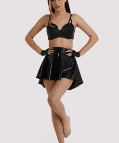 Bettie Page Lingerie Erotic Black Latex Flippy Skirt