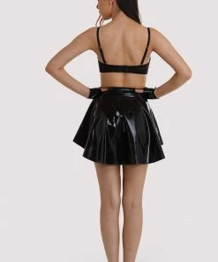 Bettie Page Lingerie Erotic Black Latex Flippy Skirt