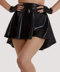Bettie Page Lingerie Erotic Black Latex Flippy Skirt
