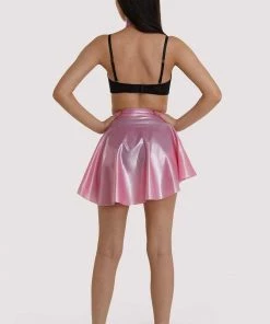 Bettie Page Lingerie Erotic Pink Latex Flippy Skirt