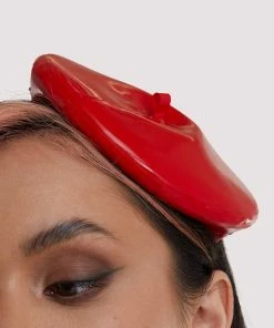 Bettie Page Lingerie Red Latex Mini Beret Erotic