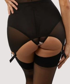 Bettie Page Lingerie Tattoo Print Black Girdle