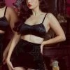 Bettie Page Lingerie Annabelle Diamante Spiderweb Girdle Black Basques & Corsets