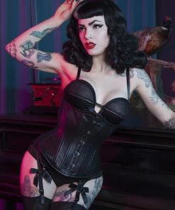 Bettie Page Lingerie Leather Underbust Corset Basques & Corsets