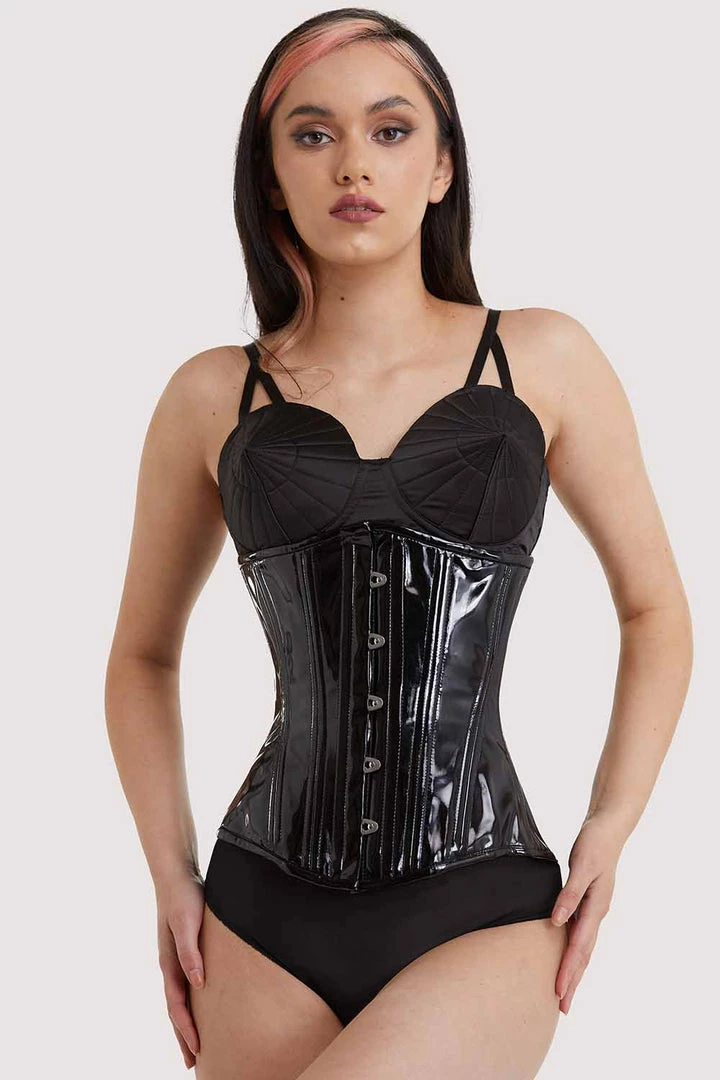 Bettie Page Lingerie Vinyl Fetish Underbust Corset 6 Bettie Page Lingerie Vinyl Fetish Underbust Corset