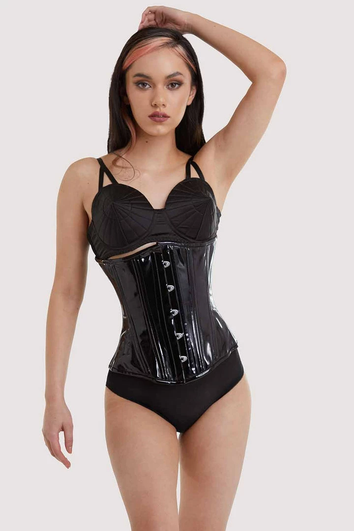 Bettie Page Lingerie Vinyl Fetish Underbust Corset 8 Bettie Page Lingerie Vinyl Fetish Underbust Corset