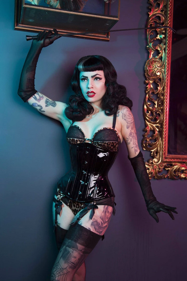 Bettie Page Lingerie Vinyl Fetish Underbust Corset 7 Bettie Page Lingerie Vinyl Fetish Underbust Corset