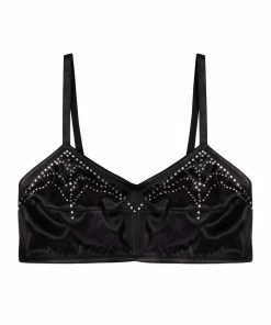 Bettie Page Lingerie Annabelle Diamante Spiderweb Bra Black