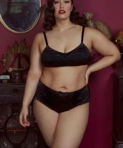 Bettie Page Lingerie Annabelle Diamante Spiderweb Bra Black
