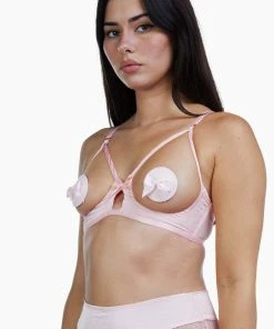 Bettie Page Lingerie Non Wired Bras Doris Peach Cupless Stitch Detail Bra