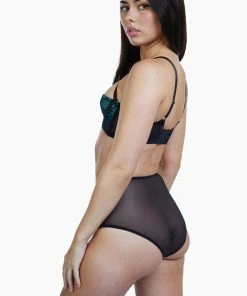 Bettie Page Lingerie Elsie Emerald Lace 1/4 Cup Bra