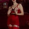 Bettie Page Lingerie Red Elsie Lace Quarter Cup Bra 2 Bettie Page Lingerie Red Elsie Lace Quarter Cup Bra
