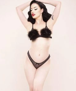 Bettie Page Lingerie Powder Puff Triangle Black