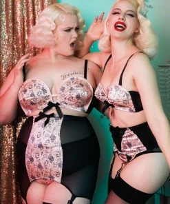 Bettie Page Lingerie Bras Tattoo Print Black Overwire Bra 16 Bettie Page Lingerie Bras Tattoo Print Black Overwire Bra