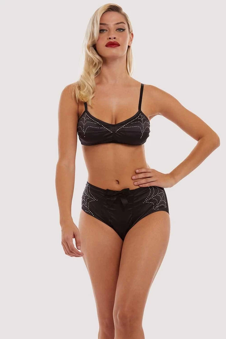 Bettie Page Lingerie Annabelle Diamante Spiderweb High Waist Brief Outlet 8 Bettie Page Lingerie Annabelle Diamante Spiderweb High Waist Brief Outlet