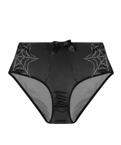 Bettie Page Lingerie Annabelle Diamante Spiderweb High Waist Brief Outlet