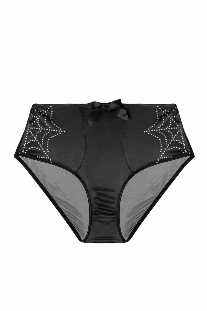Bettie Page Lingerie Annabelle Diamante Spiderweb High Waist Brief Outlet 4 Bettie Page Lingerie Annabelle Diamante Spiderweb High Waist Brief Outlet