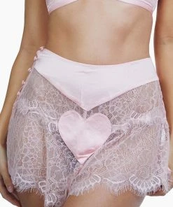 Bettie Page Lingerie Doris Peach Heart French Knicker Briefs