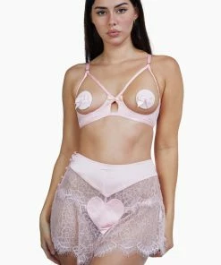 Bettie Page Lingerie Doris Peach Heart French Knicker Briefs