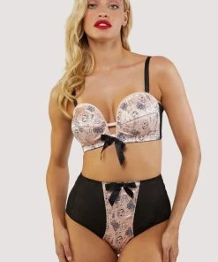 Bettie Page Lingerie Tattoo Print Black High Waist Brief
