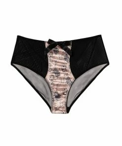 Bettie Page Lingerie Tattoo Print Black High Waist Brief