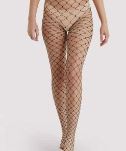 Bettie Page Lingerie Fence Net Tights - Black