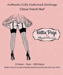 Bettie Page Lingerie Hosiery Fully Fashioned Nylon Point Heel Stockings - Chocolate