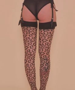 Bettie Page Lingerie Leopard Knit Stockings