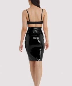 Bettie Page Lingerie Nightwear Bettie Page Black Latex Hobble Skirt