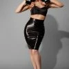 Bettie Page Lingerie Nightwear Bettie Page Black Latex Hobble Skirt