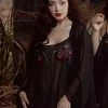 Bettie Page Lingerie Embroidered Tassel Kimono Nightwear 1 Bettie Page Lingerie Embroidered Tassel Kimono Nightwear