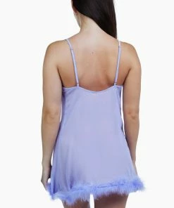 Bettie Page Lingerie Lilac Chiffon Feather Babydoll Dress