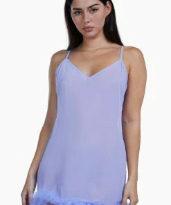 Bettie Page Lingerie Lilac Chiffon Feather Babydoll Dress