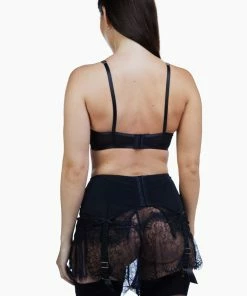 Bettie Page Lingerie Doris Black Embroidered Retro Suspender Belt