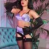 Bettie Page Lingerie Lilac Classic 6 Strap Suspender Belt Outlet