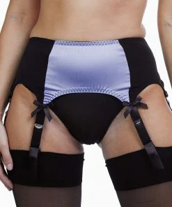 Bettie Page Lingerie Lilac Classic 6 Strap Suspender Belt Outlet