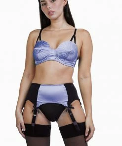 Bettie Page Lingerie Lilac Classic 6 Strap Suspender Belt Outlet
