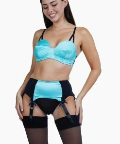 Bettie Page Lingerie Mint Classic 6 Strap Suspender Belt