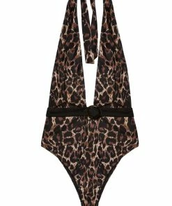 Bettie Page Lingerie Eco Jayne Leopard Plunge Swimsuit