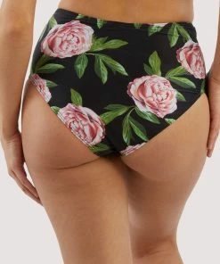Bettie Page Lingerie Claudette Roses High Waisted Bikini Brief