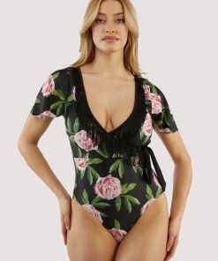 Bettie Page Lingerie Eco Claudette Roses Swimsuit Swimwear