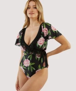 Bettie Page Lingerie Eco Claudette Roses Swimsuit Swimwear