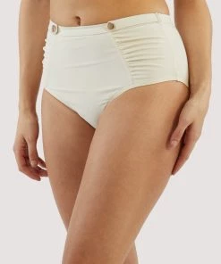 Bettie Page Lingerie Eco Honey White Sweetheart Bikini Brief Swimwear