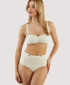 Bettie Page Lingerie Eco Honey White Sweetheart Bikini Brief Swimwear