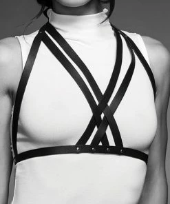 Bijoux Indiscrets Intimate Play Maze Black Halter Harness Bra