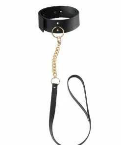 Bijoux Indiscrets Intimate Play Maze Black Wide Choker With Leash