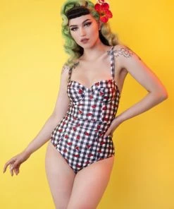 Collectif X PP Melon Gingham Balcony Swimsuit