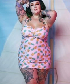 Collectif X PP Pineapple Skirted Halterneck Swimsuit