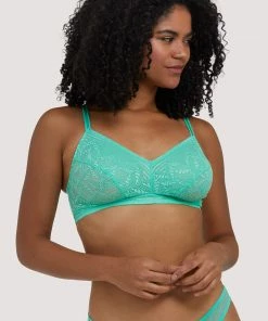 Deja Day Emma Mint Green Lace Wireless Bra